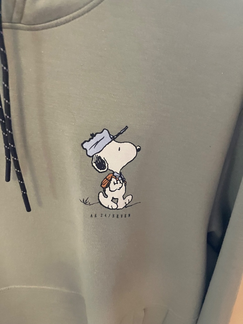 American Eagle Snoopy Hoodie in Olive Green - Picture 2 of 4